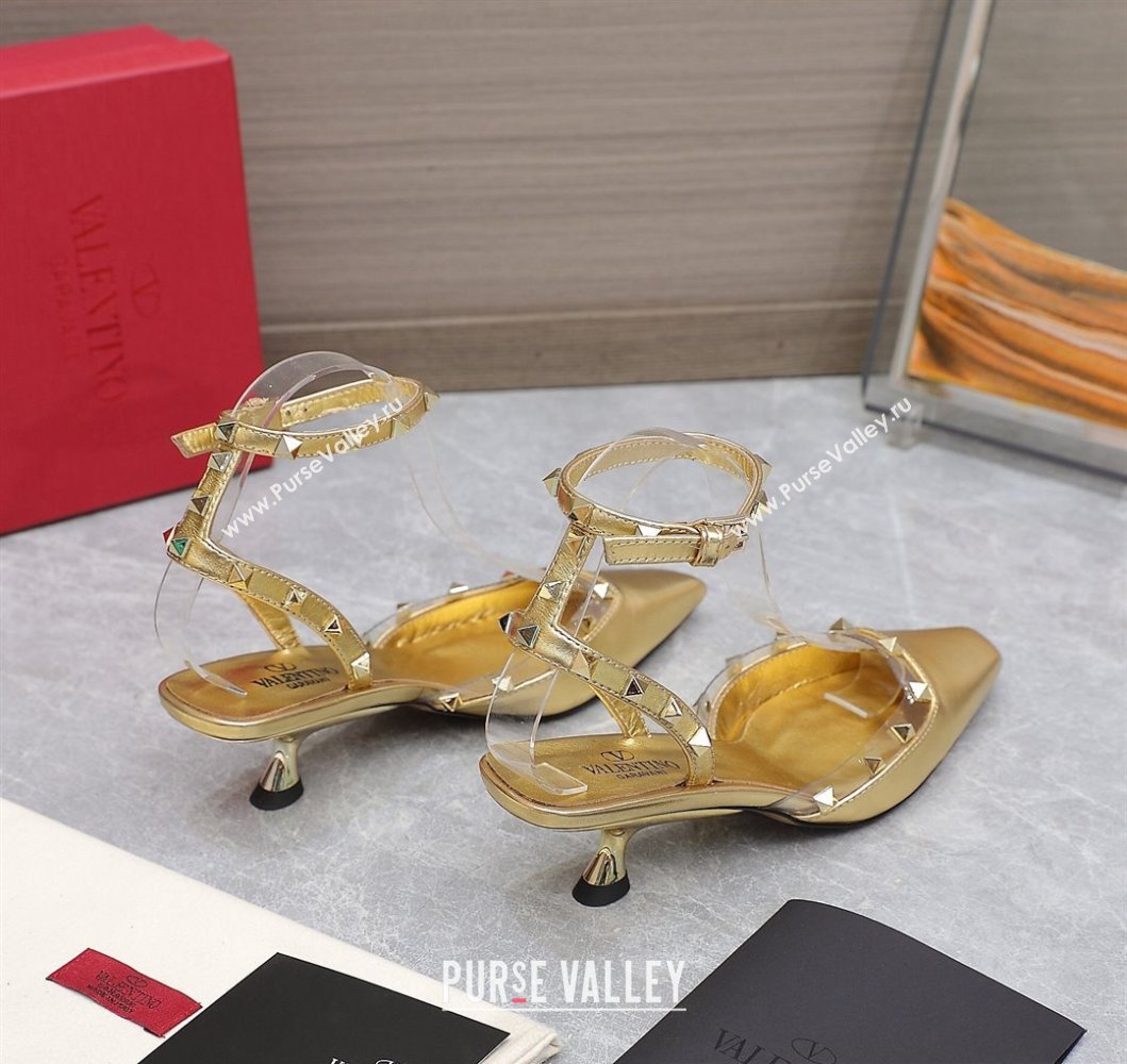 Valentino Heel 5cm Rockstud Couture Pumps in Mirror Gold (hongyang-23101240)