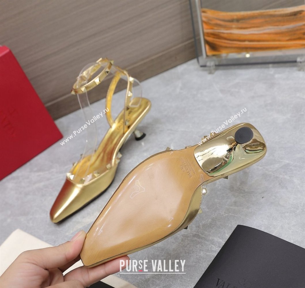 Valentino Heel 5cm Rockstud Couture Pumps in Mirror Gold (hongyang-23101240)