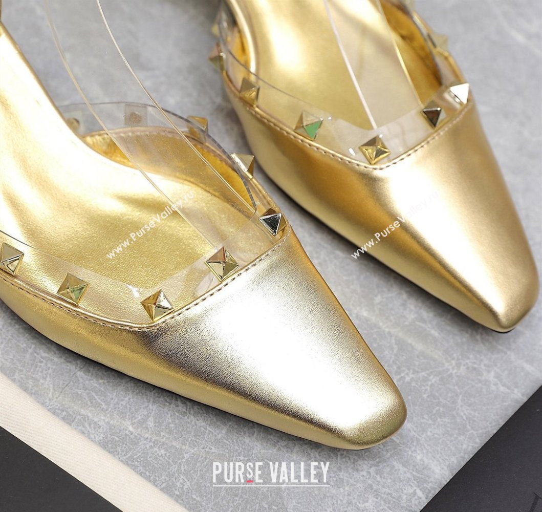 Valentino Heel 5cm Rockstud Couture Pumps in Mirror Gold (hongyang-23101240)