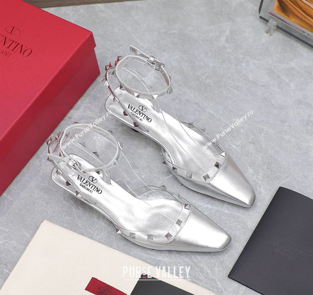 Valentino Heel 5cm Rockstud Couture Pumps in Mirror Silver (hongyang-23101241)