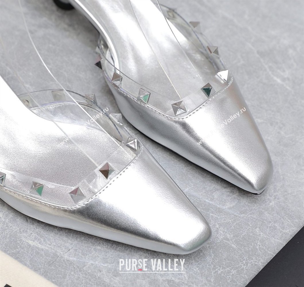 Valentino Heel 5cm Rockstud Couture Pumps in Mirror Silver (hongyang-23101241)