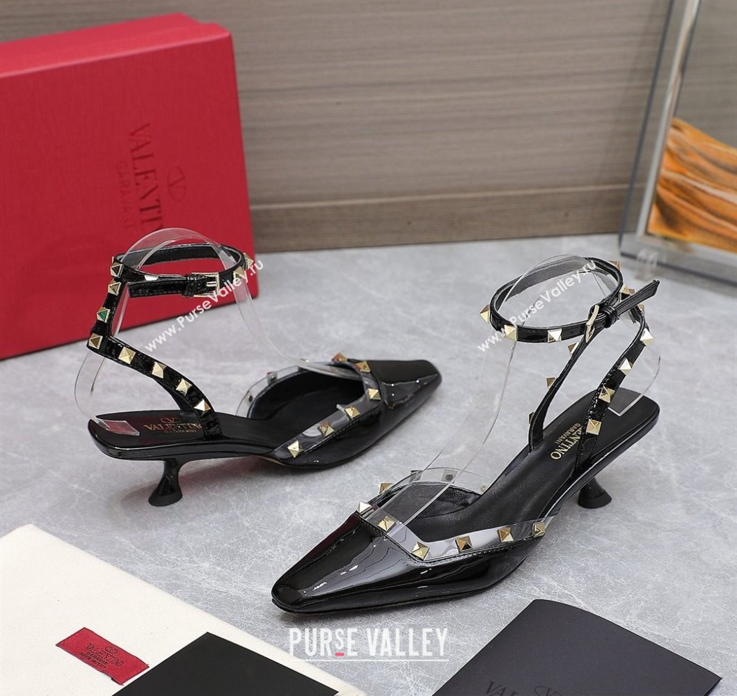 Valentino Heel 5cm Rockstud Couture Pumps in patent leather Black (hongyang-23101236)