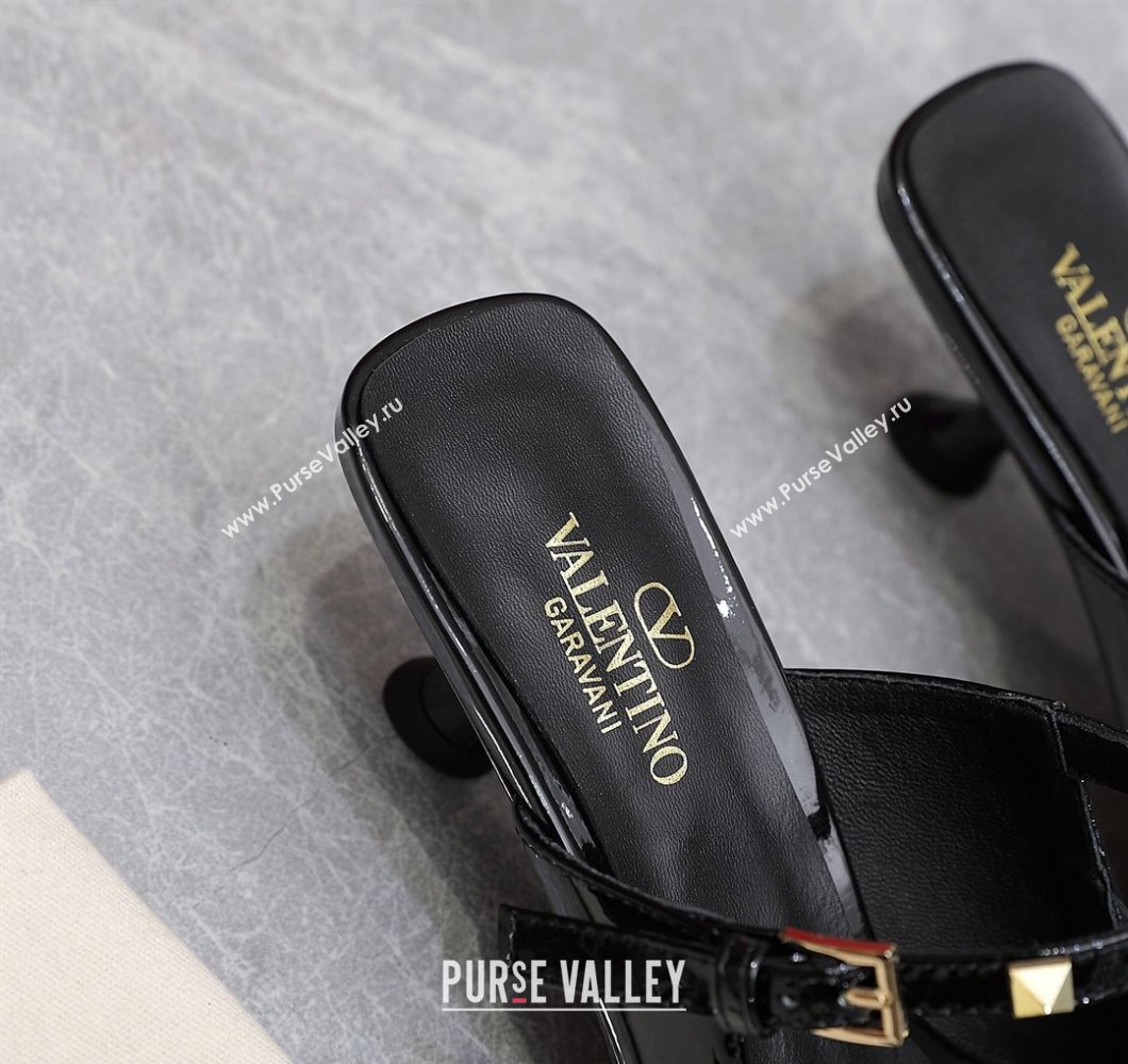 Valentino Heel 5cm Rockstud Couture Mules in patent leather Black (hongyang-23101242)