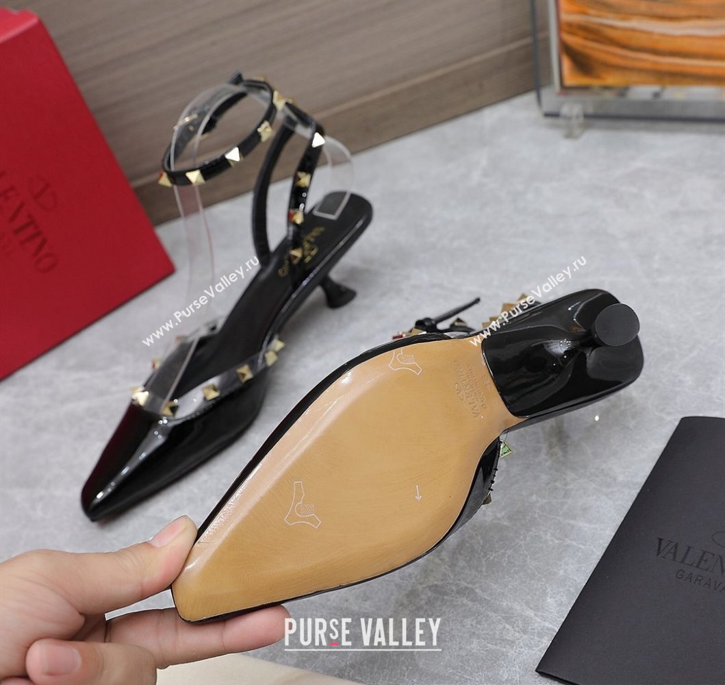 Valentino Heel 5cm Rockstud Couture Pumps in patent leather Black (hongyang-23101236)