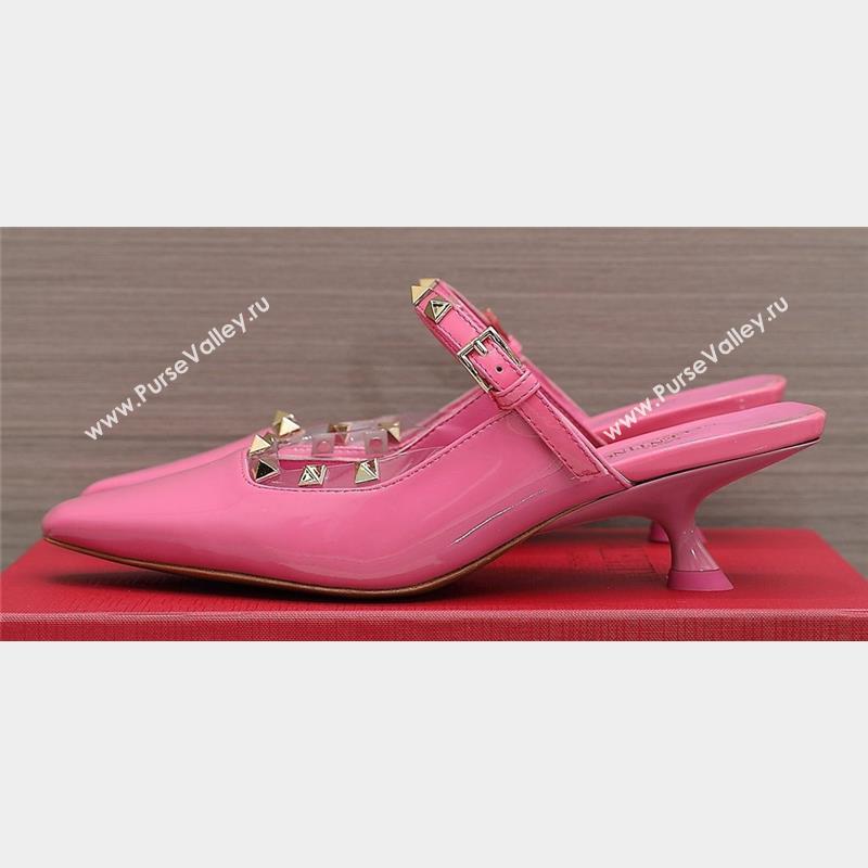 Valentino Heel 5cm Rockstud Couture Mules in patent leather Pink (hongyang-23101244)