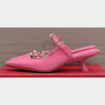 Valentino Heel 5cm Rockstud Couture Mules in patent leather Pink (hongyang-23101244)