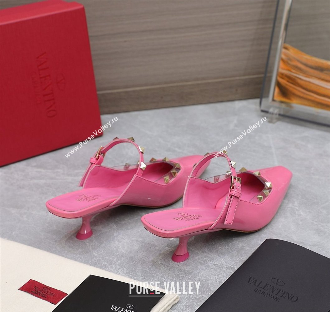 Valentino Heel 5cm Rockstud Couture Mules in patent leather Pink (hongyang-23101244)