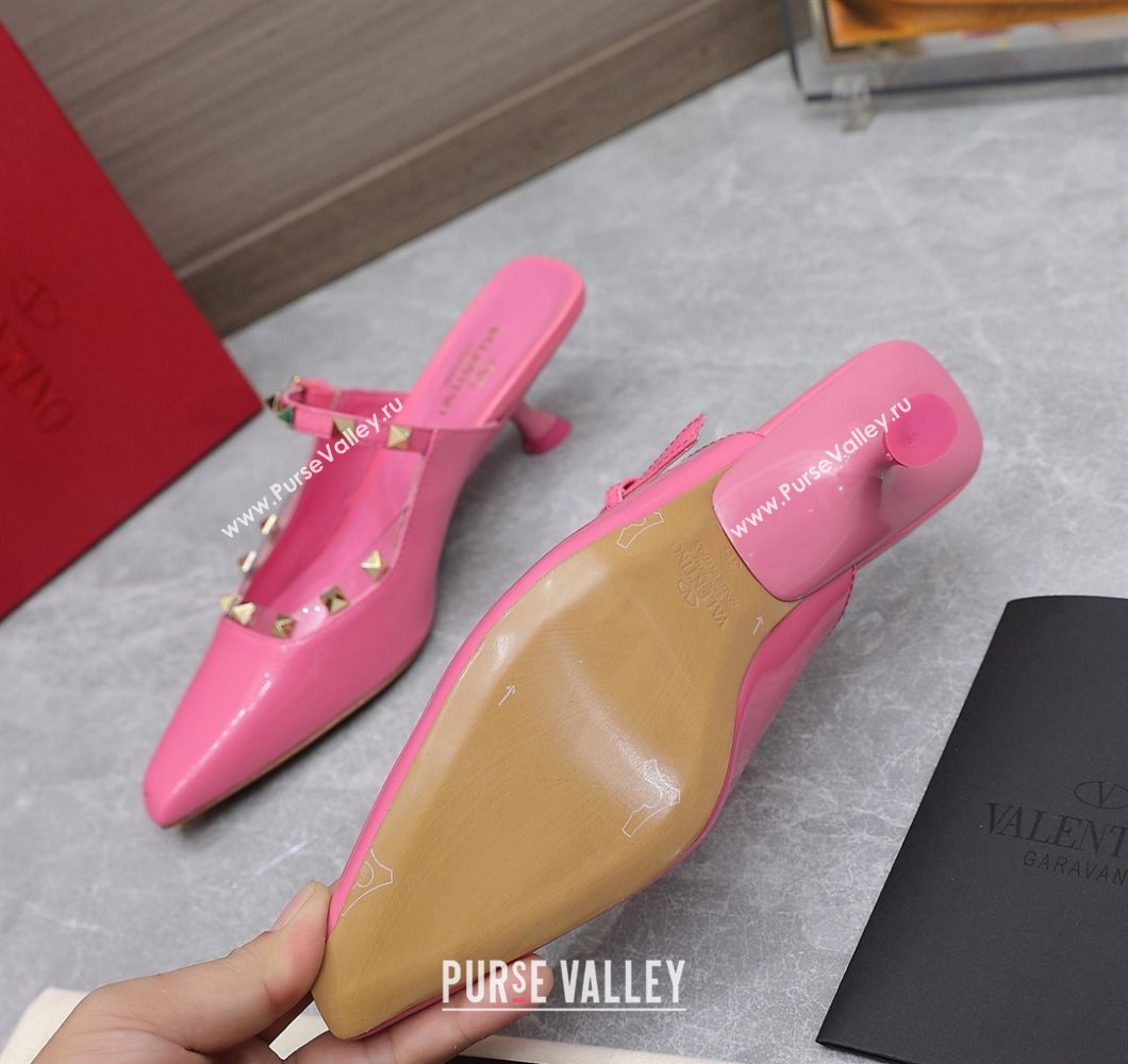 Valentino Heel 5cm Rockstud Couture Mules in patent leather Pink (hongyang-23101244)