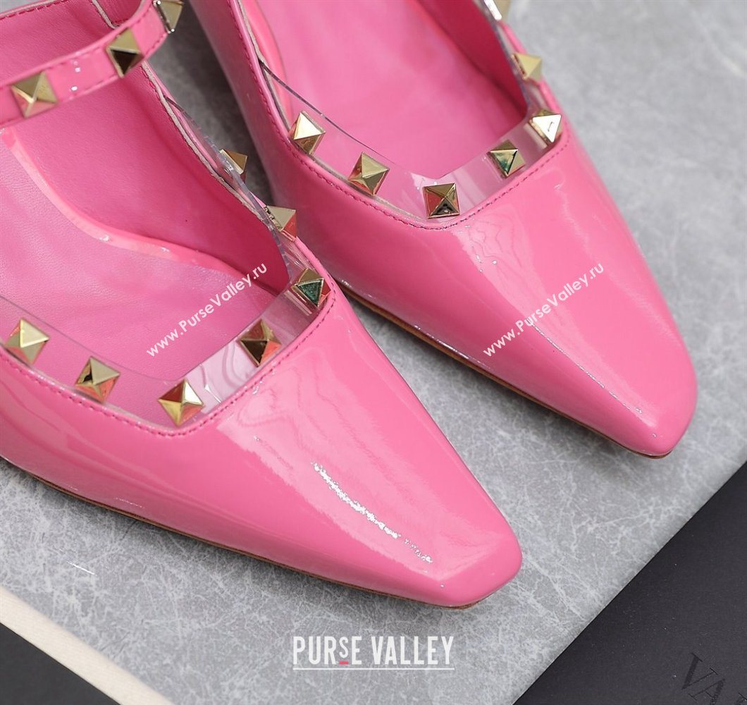 Valentino Heel 5cm Rockstud Couture Mules in patent leather Pink (hongyang-23101244)