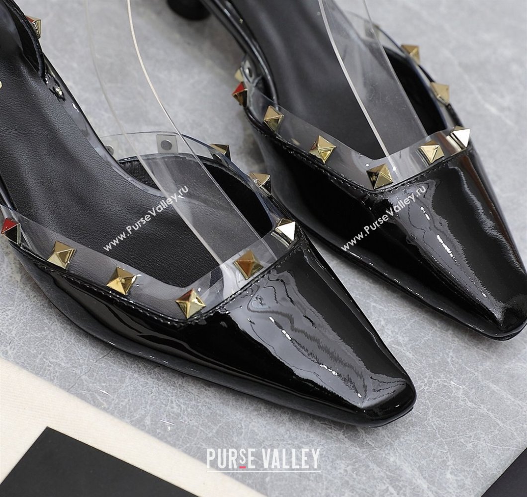 Valentino Heel 5cm Rockstud Couture Pumps in patent leather Black (hongyang-23101236)
