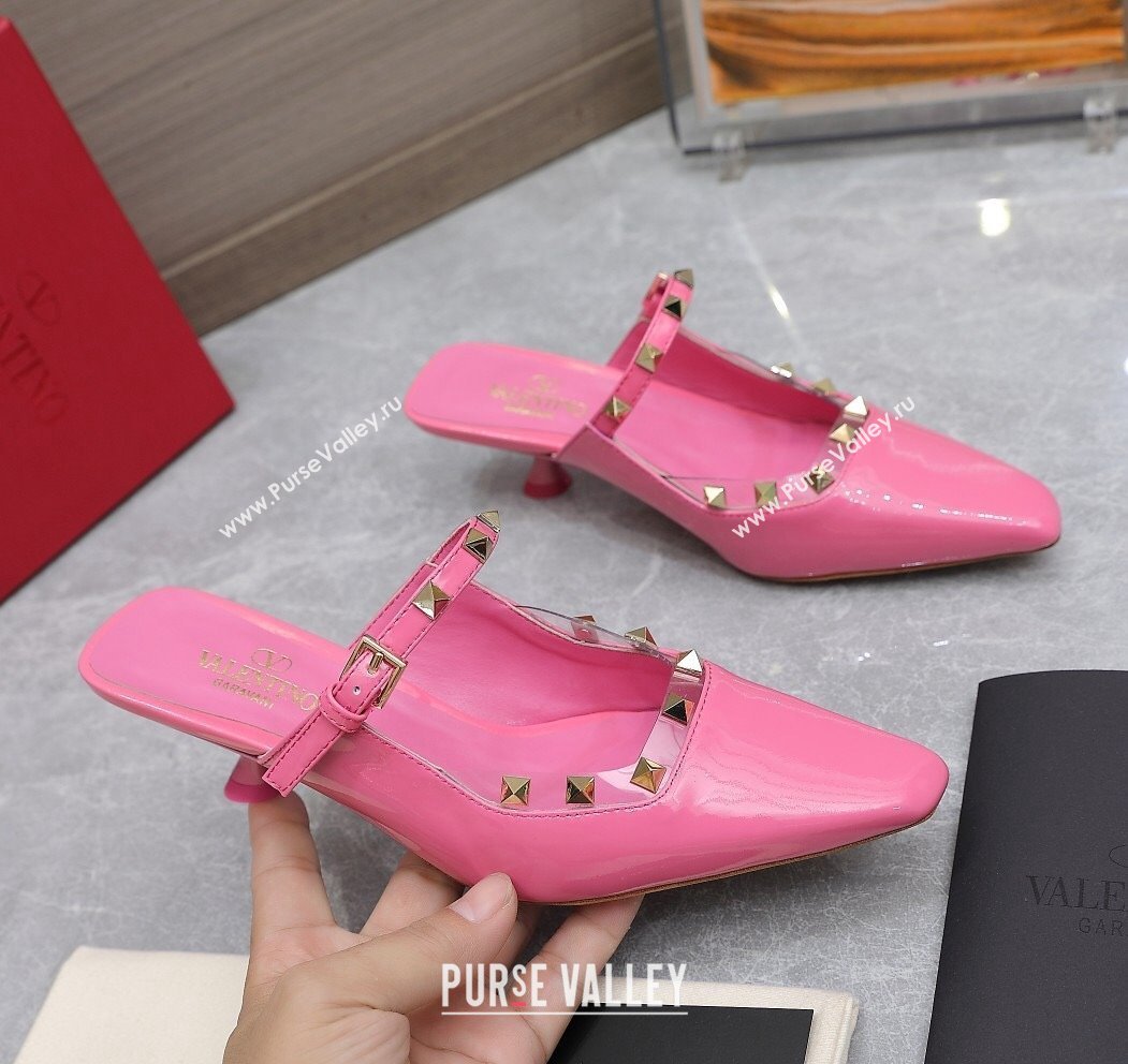 Valentino Heel 5cm Rockstud Couture Mules in patent leather Pink (hongyang-23101244)