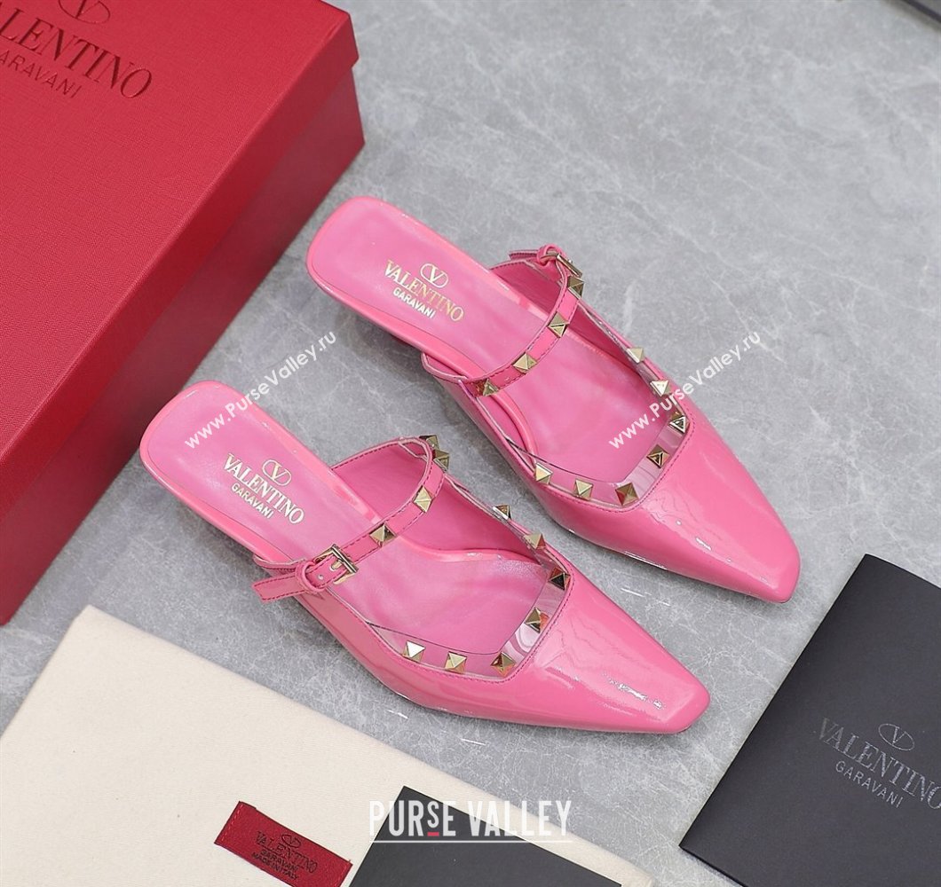 Valentino Heel 5cm Rockstud Couture Mules in patent leather Pink (hongyang-23101244)