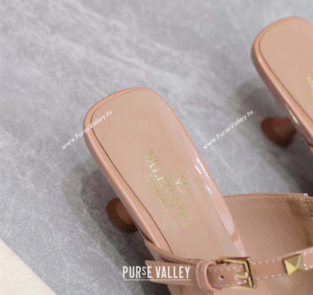 Valentino Heel 5cm Rockstud Couture Mules in patent leather Nude (hongyang-23101245)