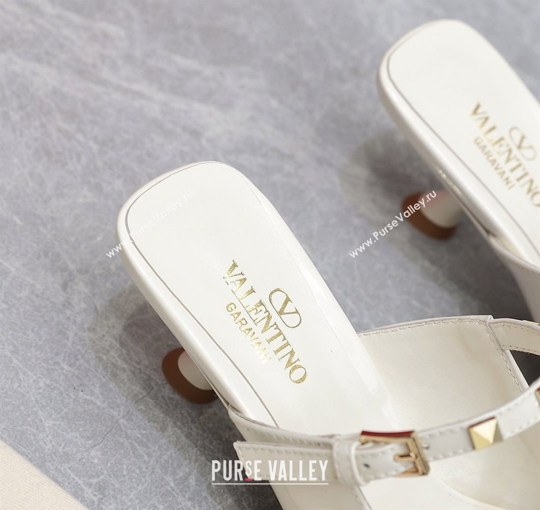 Valentino Heel 5cm Rockstud Couture Mules in patent leather White (hongyang-23101243)