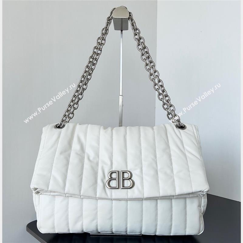 Balenciaga Monaco Medium Chain Bag in quilted thin calfskin White 2023 (jiche-23092811)
