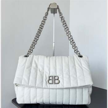 Balenciaga Monaco Medium Chain Bag in quilted thin calfskin White 2023 (jiche-23092811)