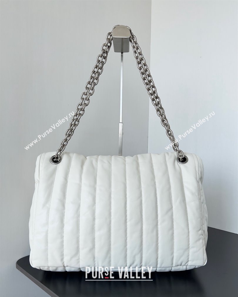 Balenciaga Monaco Medium Chain Bag in quilted thin calfskin White 2023 (jiche-23092811)