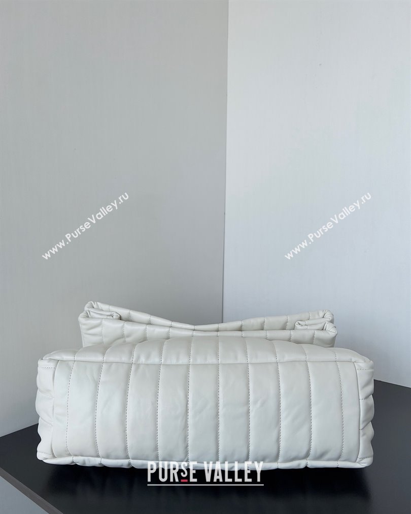 Balenciaga Monaco Medium Chain Bag in quilted thin calfskin White 2023 (jiche-23092811)