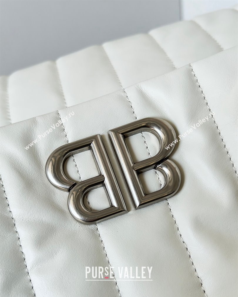 Balenciaga Monaco Medium Chain Bag in quilted thin calfskin White 2023 (jiche-23092811)