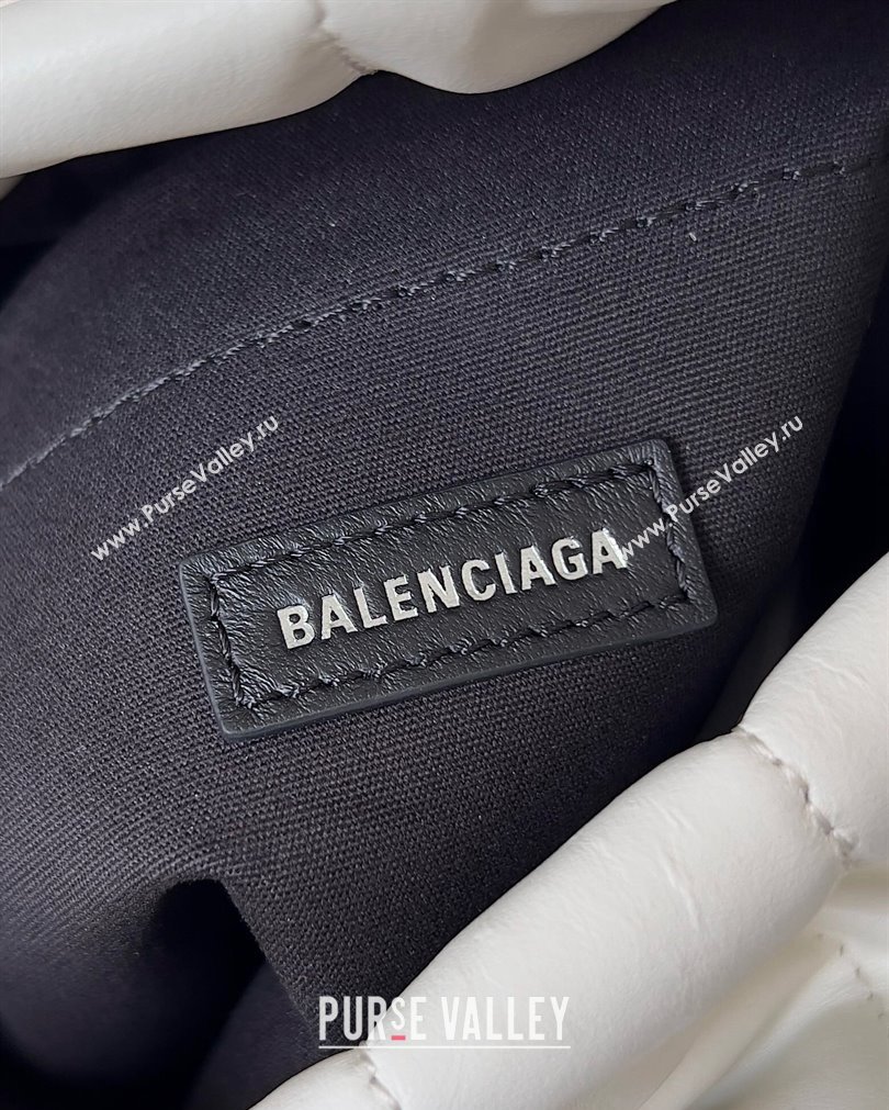 Balenciaga Monaco Medium Chain Bag in quilted thin calfskin White 2023 (jiche-23092811)