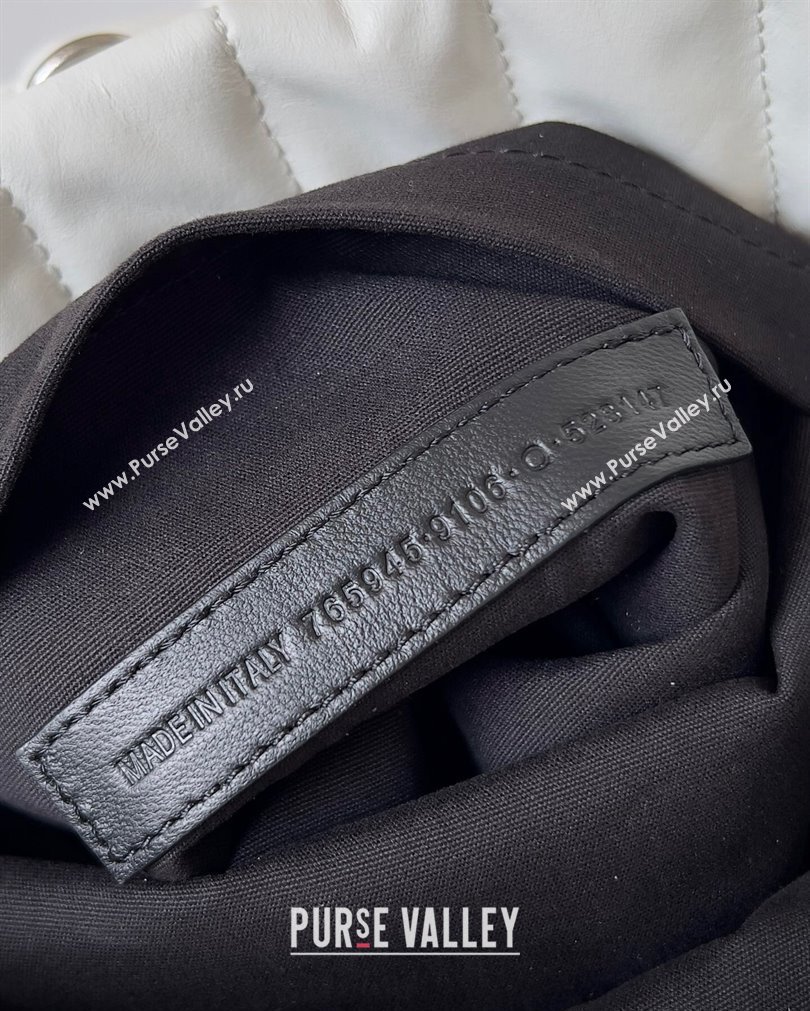 Balenciaga Monaco Medium Chain Bag in quilted thin calfskin White 2023 (jiche-23092811)