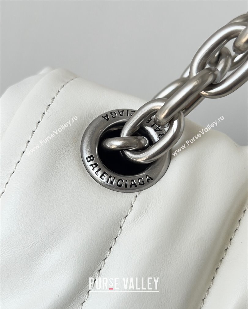 Balenciaga Monaco Medium Chain Bag in quilted thin calfskin White 2023 (jiche-23092811)