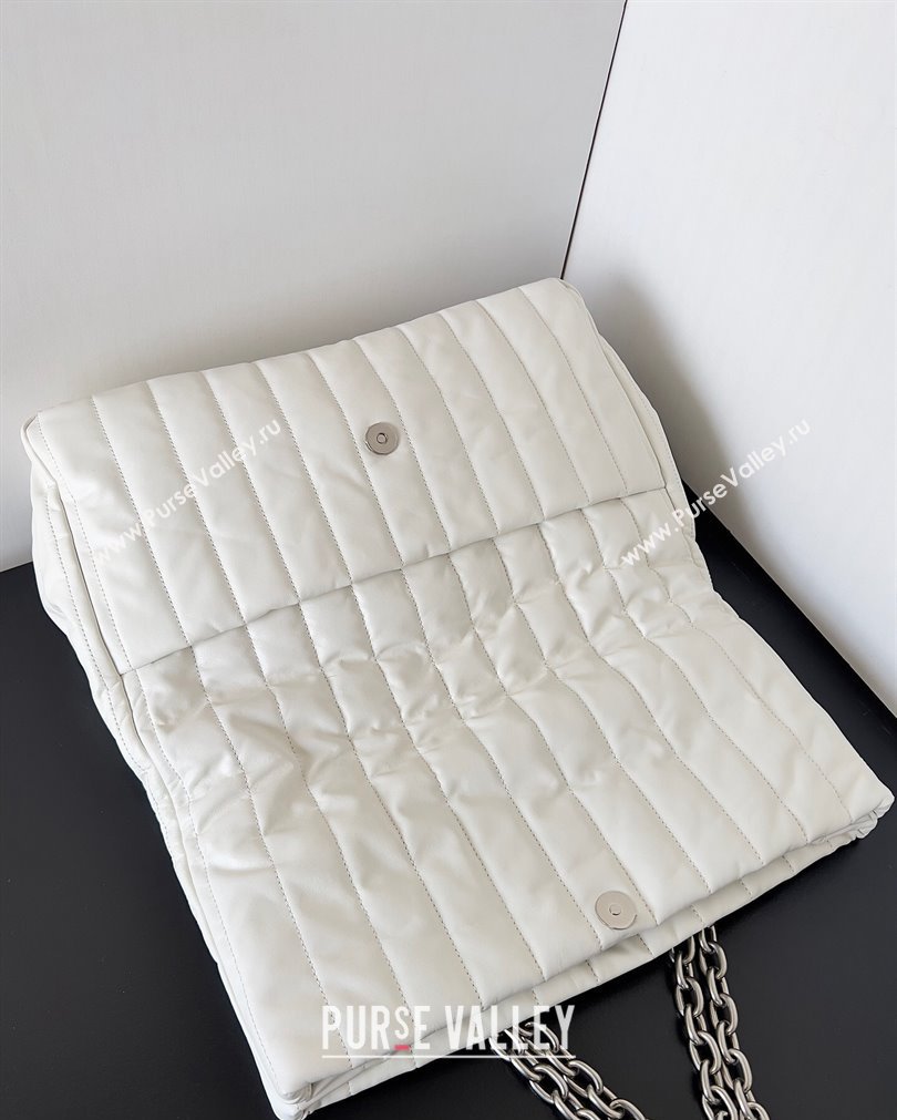 Balenciaga Monaco Medium Chain Bag in quilted thin calfskin White 2023 (jiche-23092811)