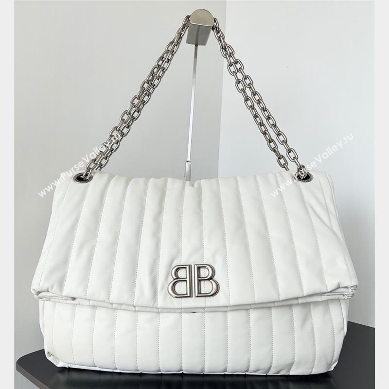 Balenciaga Monaco Large Chain Bag in quilted thin calfskin White 2023 (jiche-23092810)
