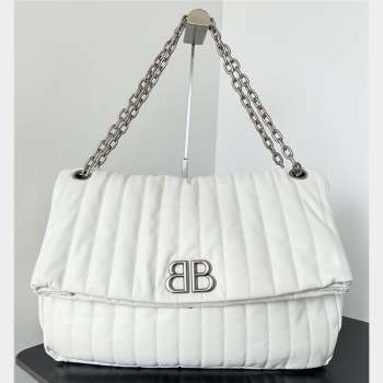 Balenciaga Monaco Large Chain Bag in quilted thin calfskin White 2023 (jiche-23092810)