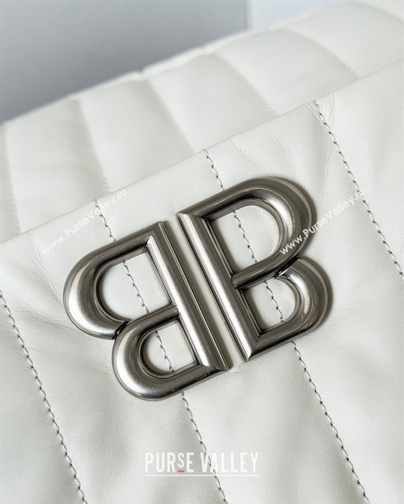 Balenciaga Monaco Large Chain Bag in quilted thin calfskin White 2023 (jiche-23092810)