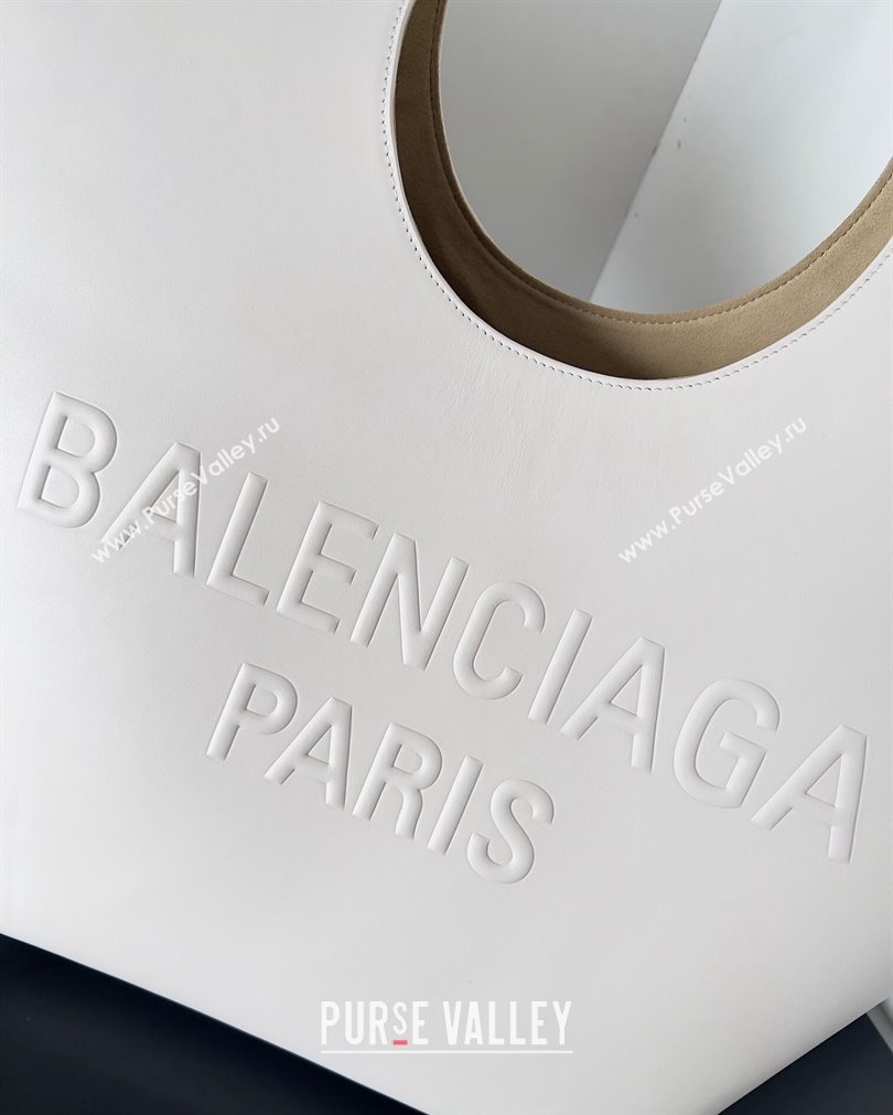 Balenciaga Mary-Kate Medium Tote Bag in soft smooth calfskin White 2023 (jiche-23092802)