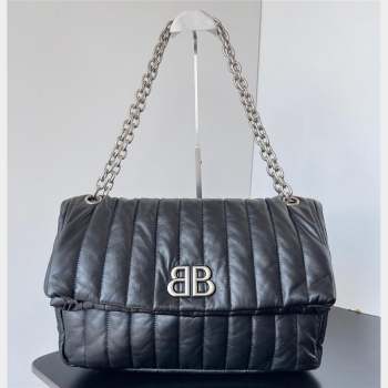 Balenciaga Monaco Medium Chain Bag in quilted thin calfskin Black 2023 (jiche-23092809)