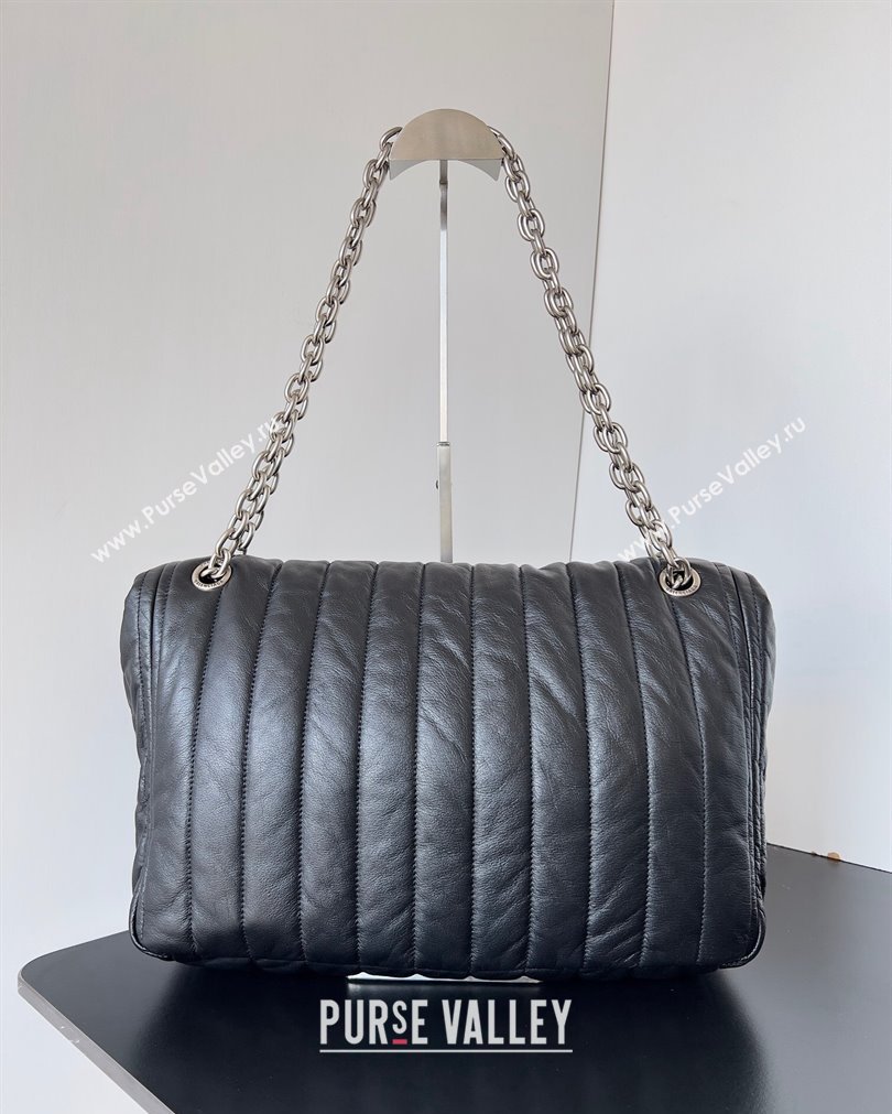 Balenciaga Monaco Medium Chain Bag in quilted thin calfskin Black 2023 (jiche-23092809)