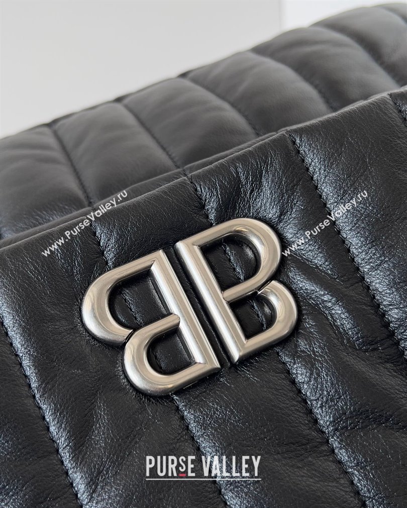 Balenciaga Monaco Medium Chain Bag in quilted thin calfskin Black 2023 (jiche-23092809)