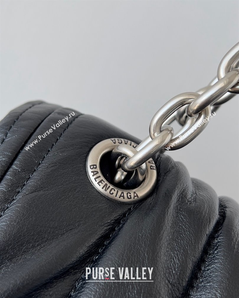 Balenciaga Monaco Medium Chain Bag in quilted thin calfskin Black 2023 (jiche-23092809)