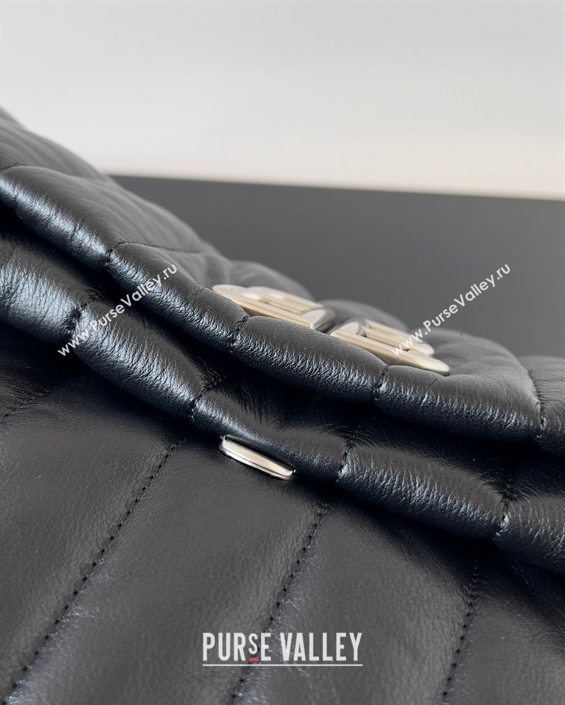 Balenciaga Monaco Medium Chain Bag in quilted thin calfskin Black 2023 (jiche-23092809)
