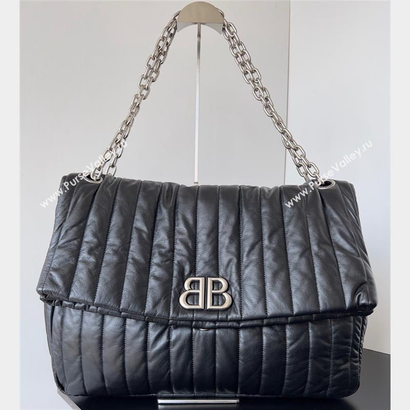 Balenciaga Monaco Large Chain Bag in quilted thin calfskin Black 2023 (jiche-23092808)