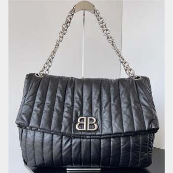 Balenciaga Monaco Large Chain Bag in quilted thin calfskin Black 2023 (jiche-23092808)