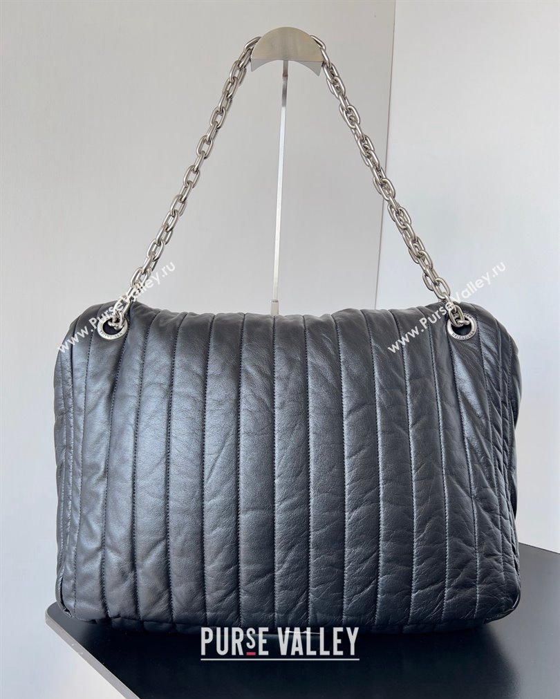 Balenciaga Monaco Large Chain Bag in quilted thin calfskin Black 2023 (jiche-23092808)