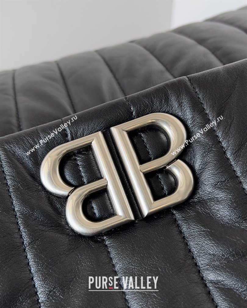 Balenciaga Monaco Large Chain Bag in quilted thin calfskin Black 2023 (jiche-23092808)