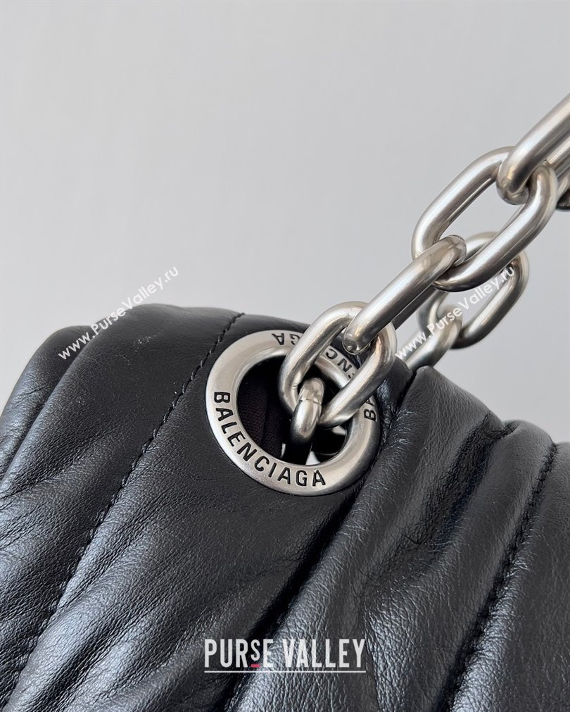 Balenciaga Monaco Large Chain Bag in quilted thin calfskin Black 2023 (jiche-23092808)