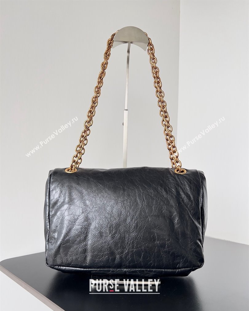 Balenciaga Monaco Small Chain Bag in Arena calfskin Black/Gold 2023 (jiche-23092805)