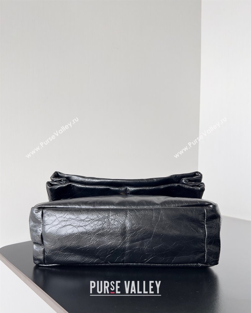 Balenciaga Monaco Small Chain Bag in Arena calfskin Black/Gold 2023 (jiche-23092805)