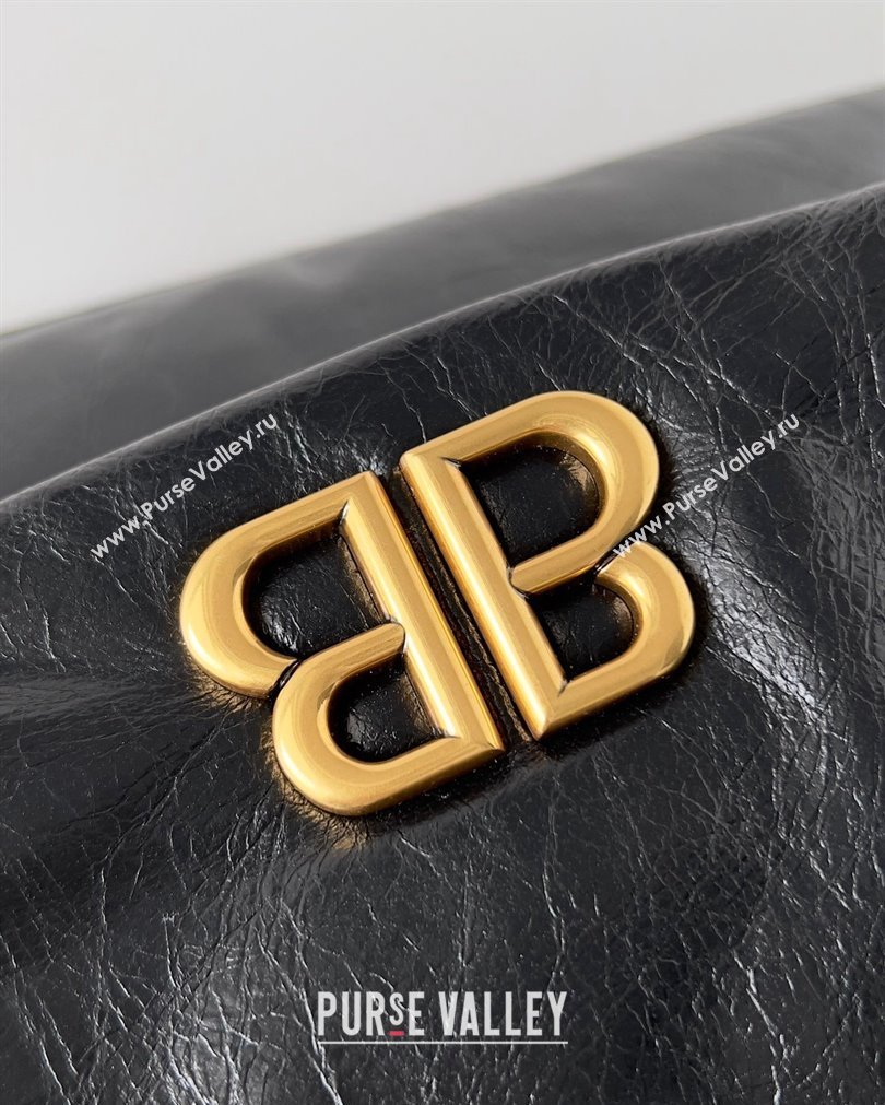 Balenciaga Monaco Small Chain Bag in Arena calfskin Black/Gold 2023 (jiche-23092805)