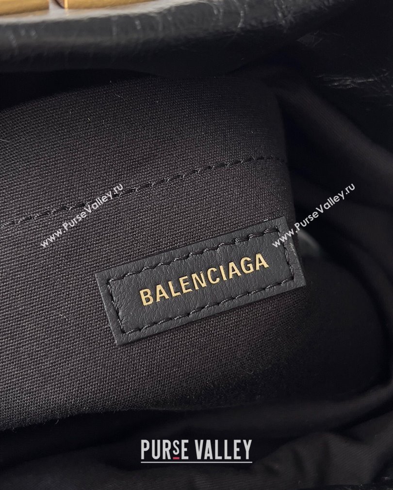 Balenciaga Monaco Small Chain Bag in Arena calfskin Black/Gold 2023 (jiche-23092805)