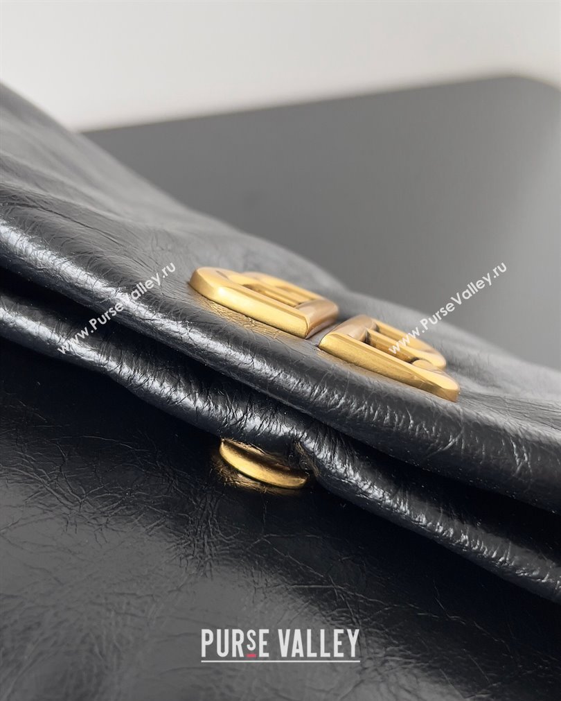 Balenciaga Monaco Small Chain Bag in Arena calfskin Black/Gold 2023 (jiche-23092805)