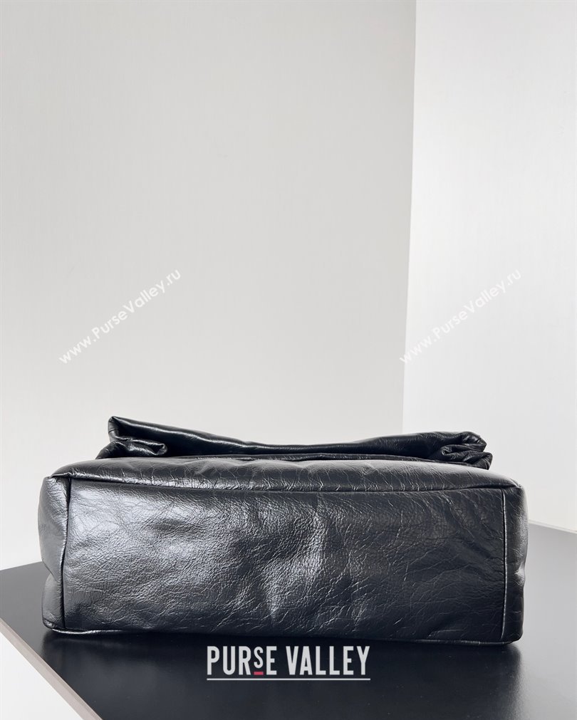Balenciaga Monaco Medium Chain Bag in Arena calfskin Black/Gold 2023 (jiche-23092804)