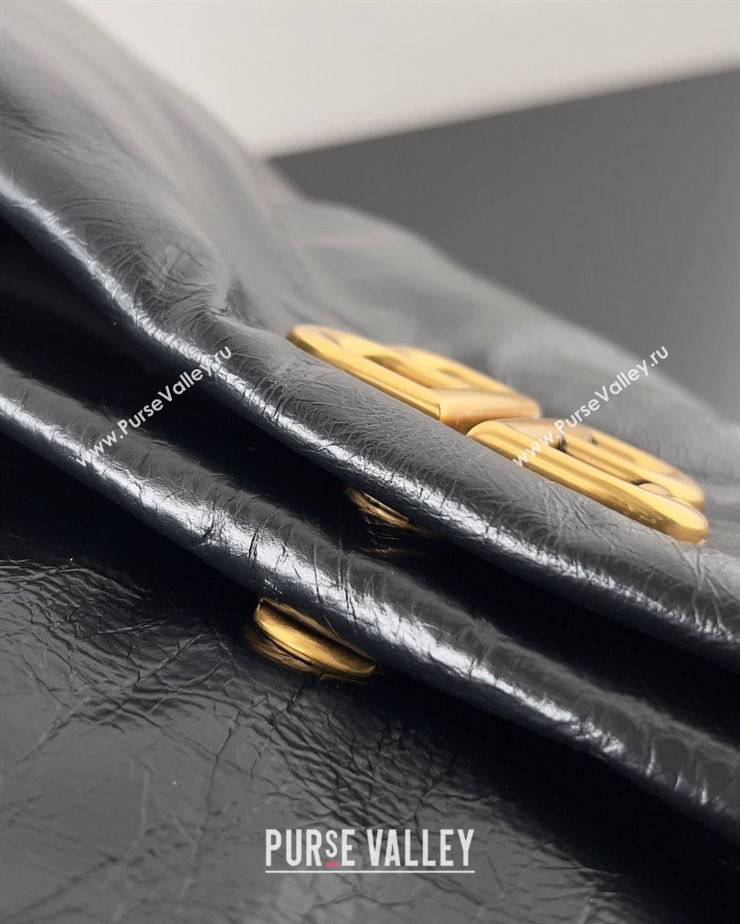 Balenciaga Monaco Medium Chain Bag in Arena calfskin Black/Gold 2023 (jiche-23092804)