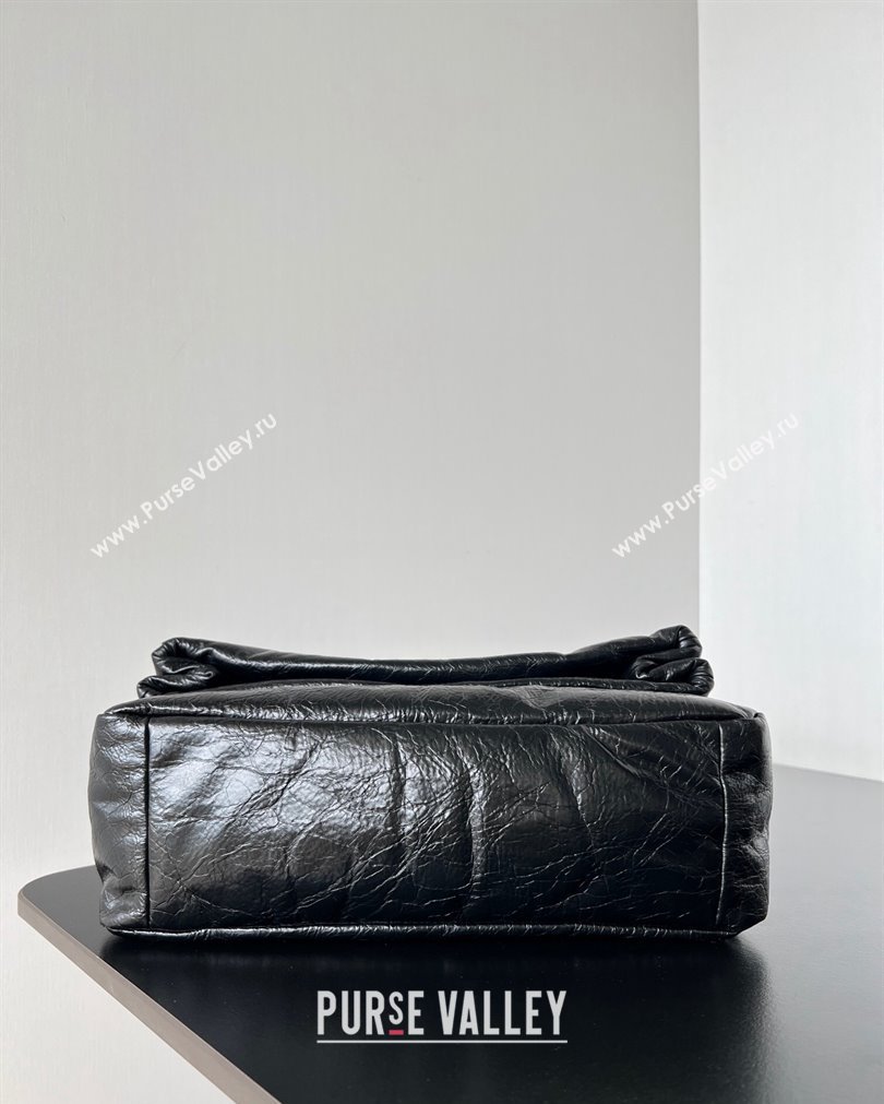Balenciaga Monaco Small Chain Bag in Arena calfskin Black/Silver 2023 (jiche-23092807)