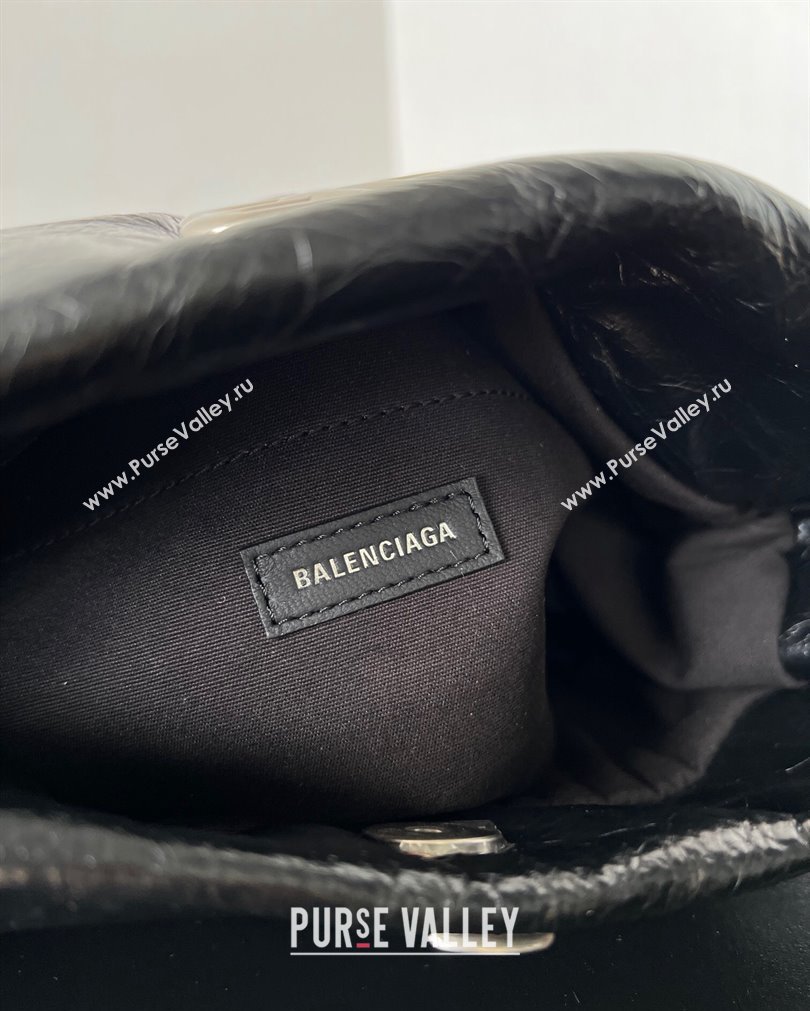 Balenciaga Monaco Small Chain Bag in Arena calfskin Black/Silver 2023 (jiche-23092807)